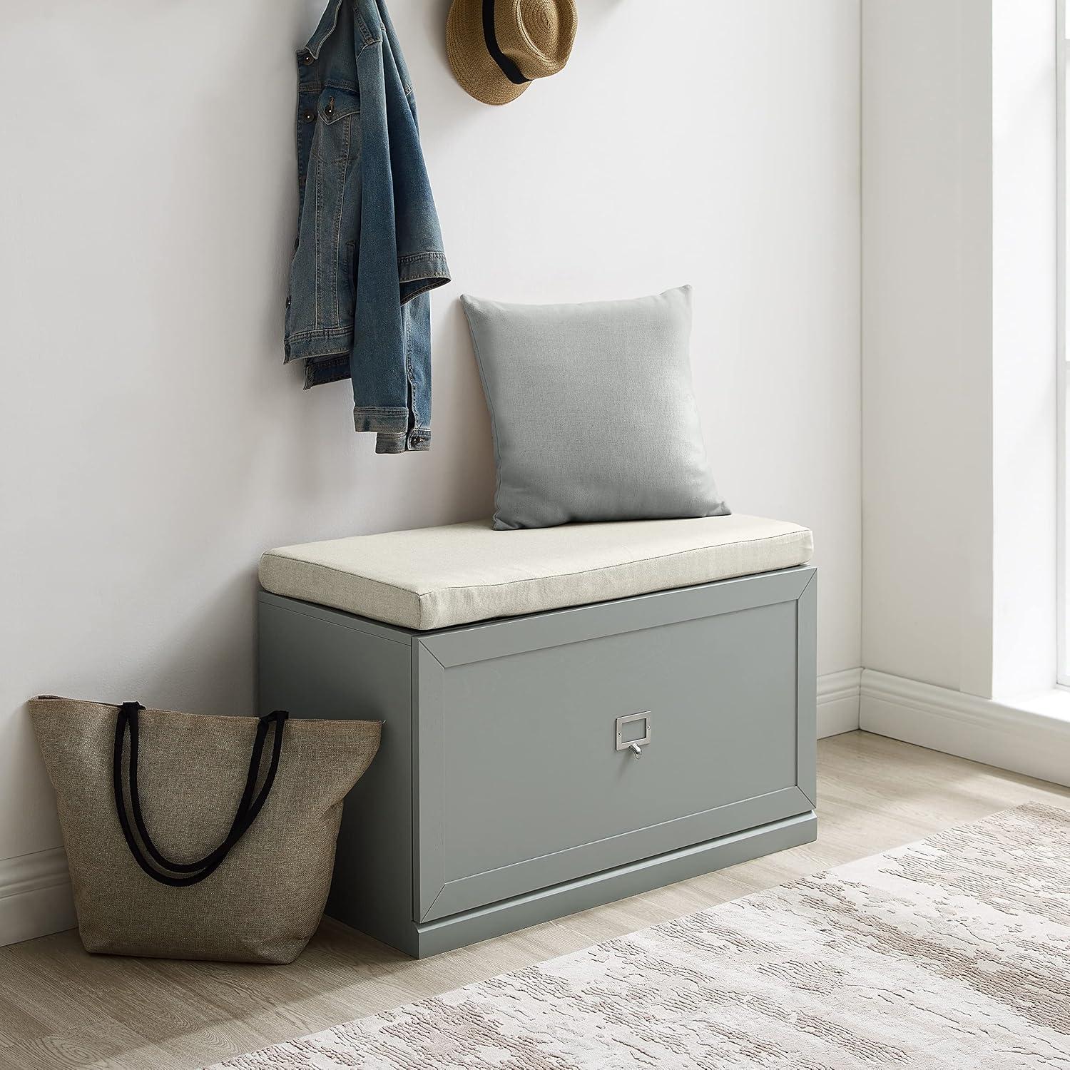 Crestshire Linen Blend Upholstered Storage Bench