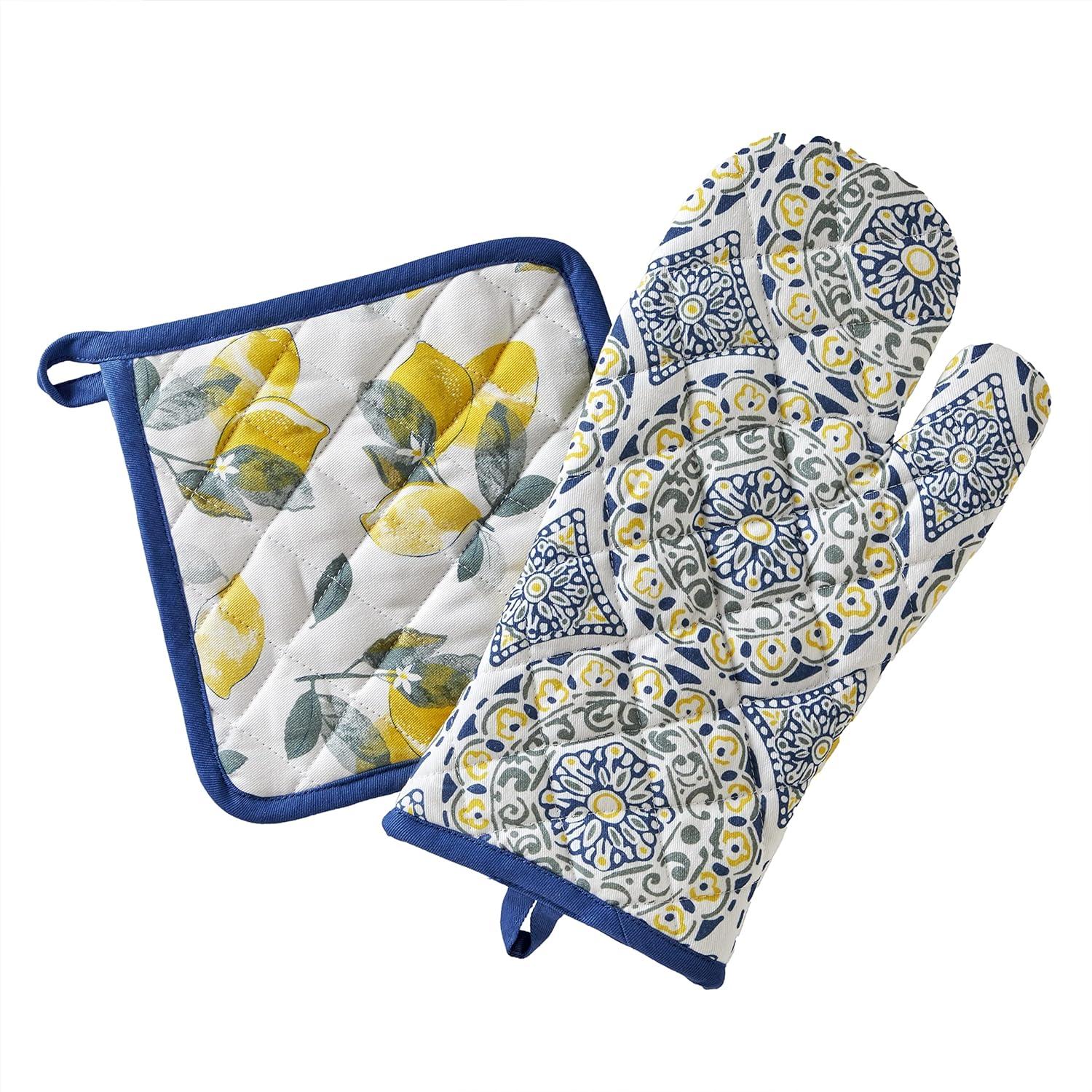 SKL Home Cotton Potholder & Oven Mitt Set