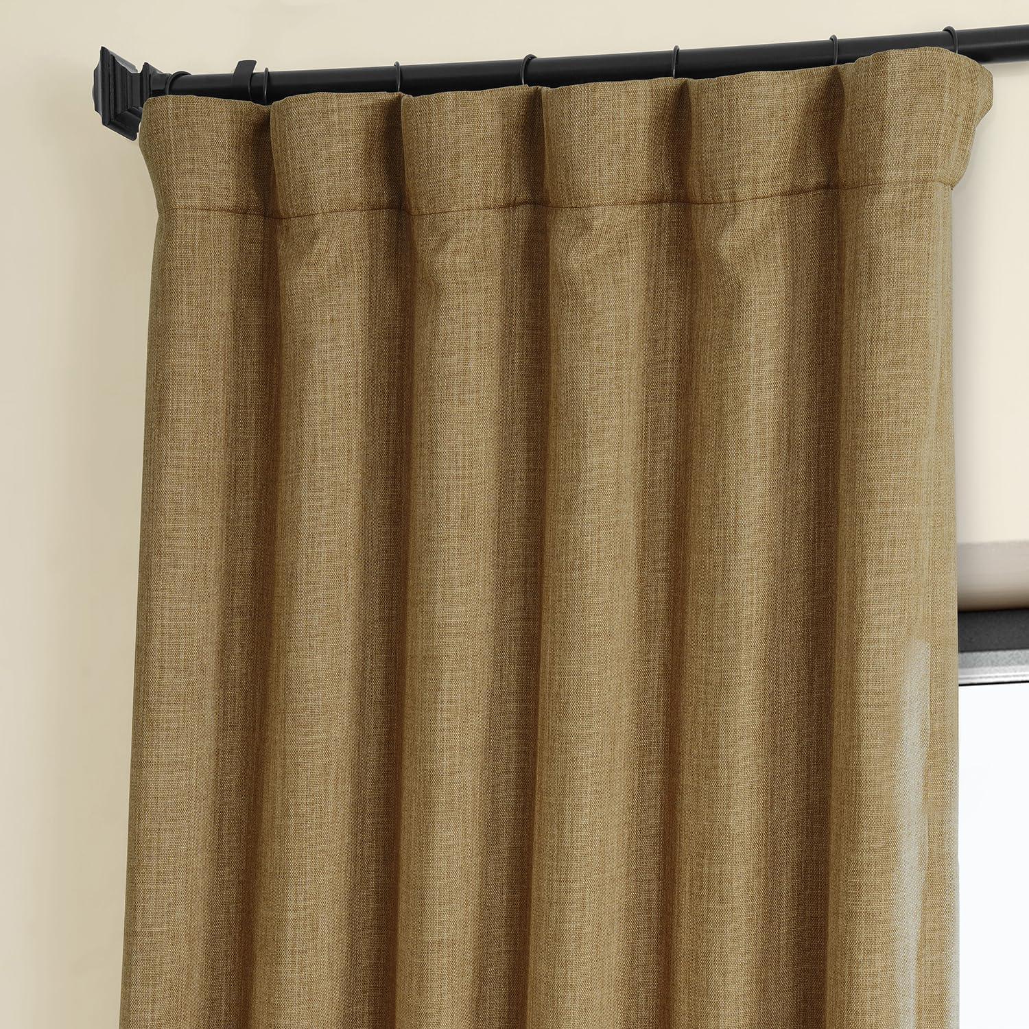 HPD Half Price Drapes Butterscotch Faux Linen Room Darkening Curtains for Bedroom & Living Room Curtains (1 Panel), Door & Window Curtains 120 inches long, 50W X 120L