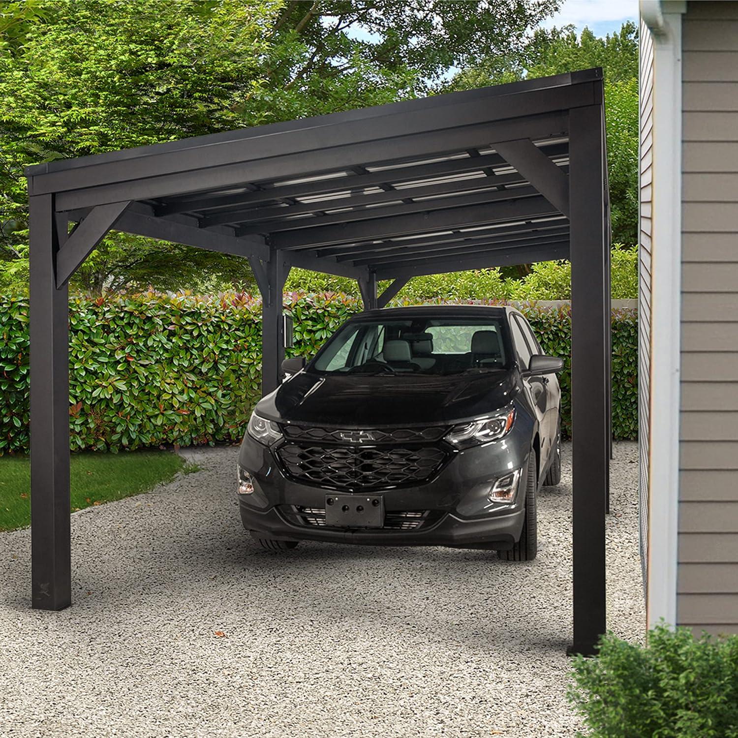 Stonebridge Black Galvanized Steel Outdoor Gazebo with Hardtop Roof