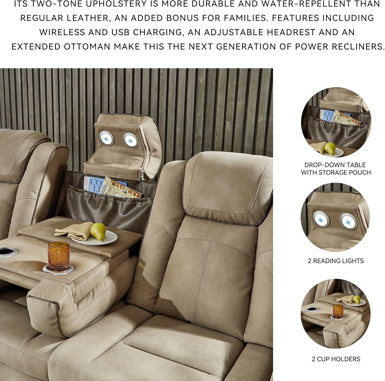 86'' Faux Leather Power Reclining Sofa