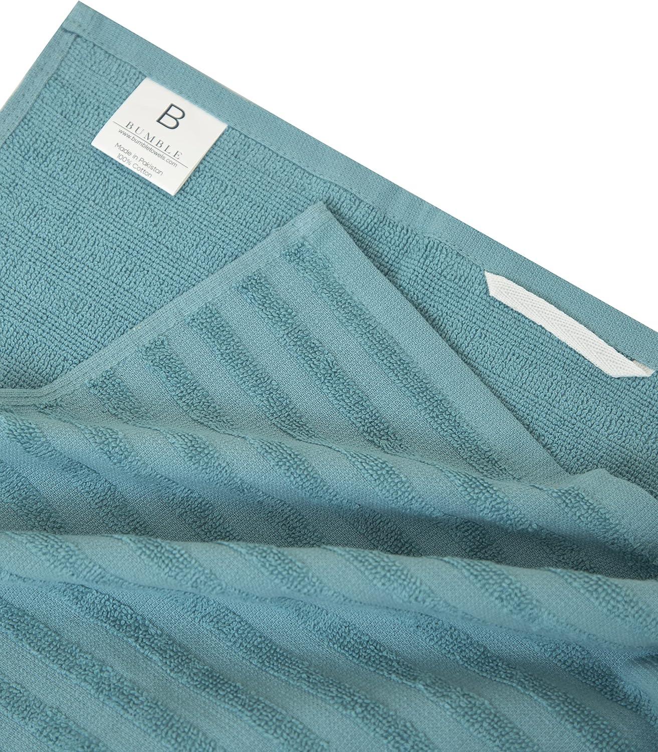 Premium Kitchen Towels 20”x 28”- 6 Pack| Large Cotton Kitchen Towels | Hand Towels for Kitchen | Flat & Terry Towel | Dish Towels | Highly Absorbent Tea Towels Set with Hanging Loop | Aqua Striped