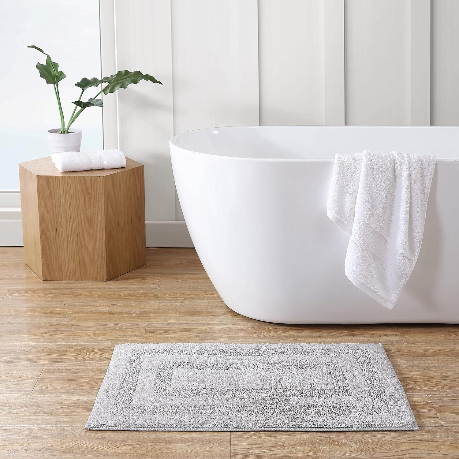 Nautica Micellar Cotton Solid Reversible 2-Piece Bath Rug Set - Grey