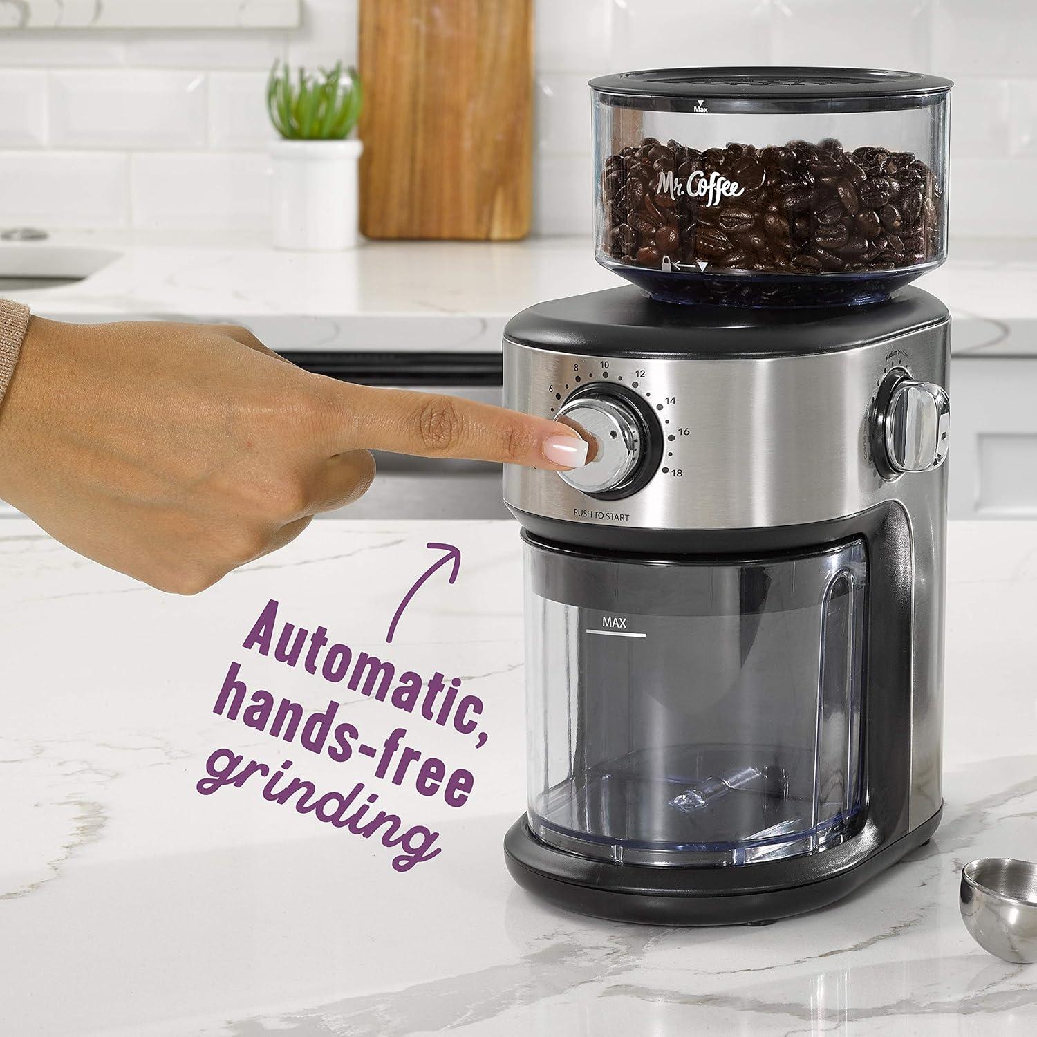 Mr. Coffee Cafe Grind 18 Cup Automatic Burr Grinder, Stainless Steel