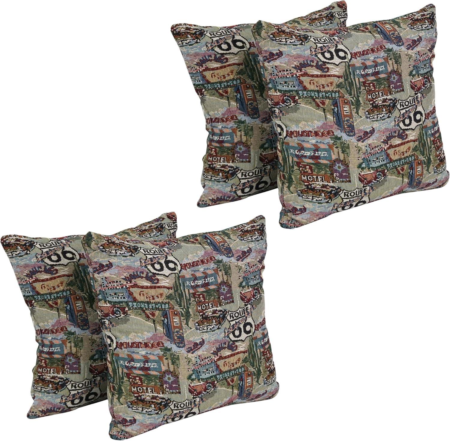 Blazing Needles Route 66 Tapestry Throw Pillows Set of 4