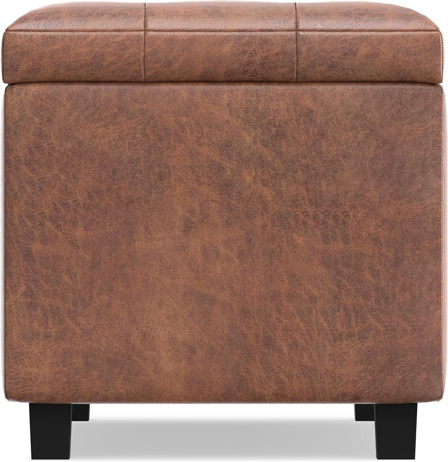 Simpli Home Cosmopolitan 34"W Upholstered Storage Ottoman with Tufted Design and Large Interior Storage
