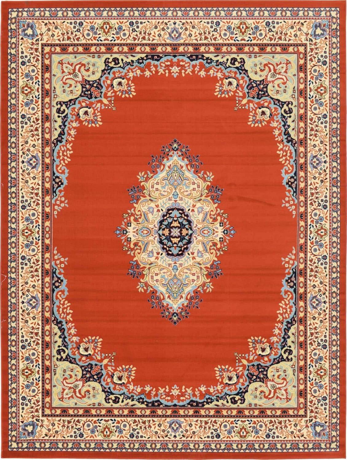 Unique Loom Reza Collection Area Rug - Washington (10'  x 13' 1" Rectangle Terracotta/Cream)