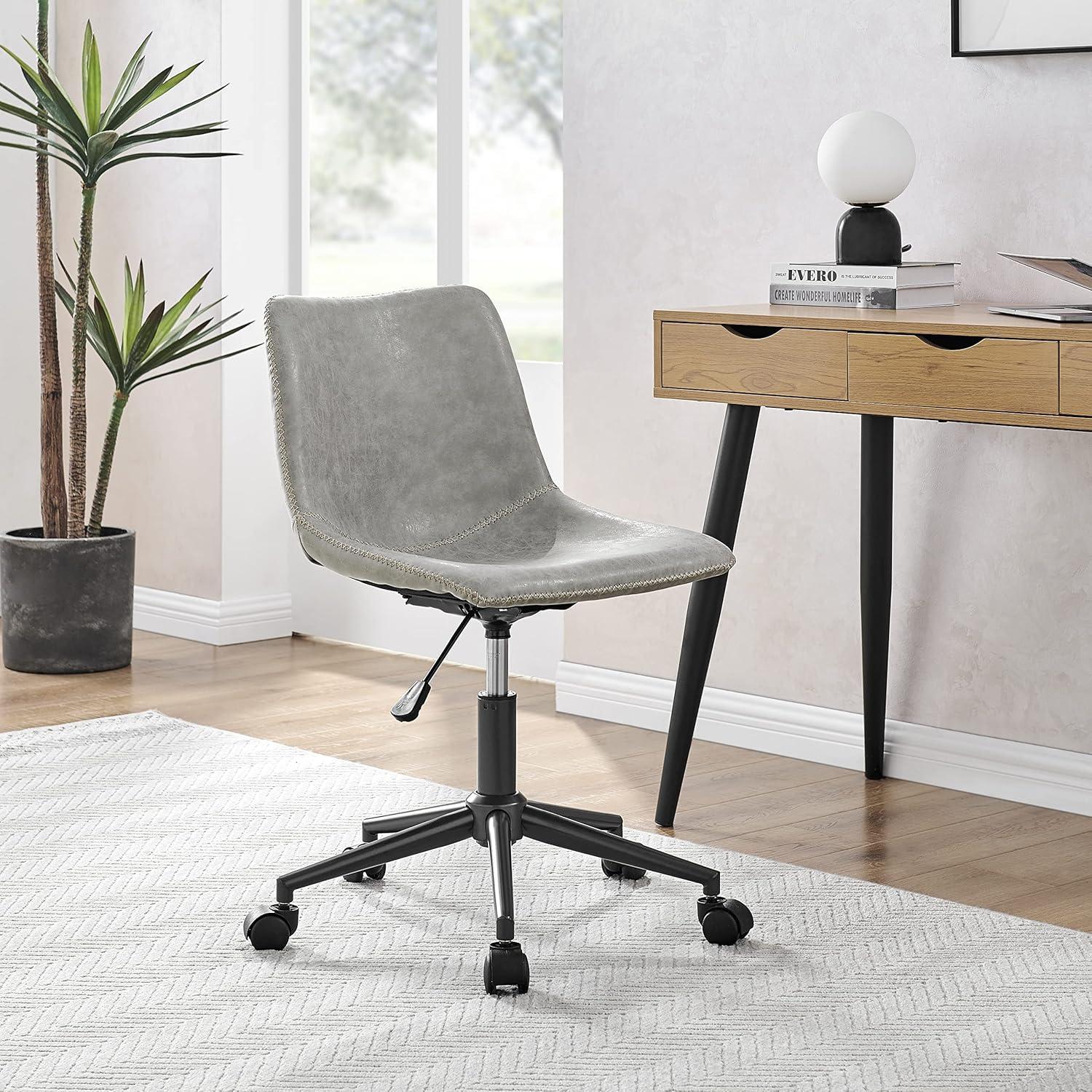 New Pacific Direct Clarke 22" PU and Plywood Swivel Office Chair in Gray