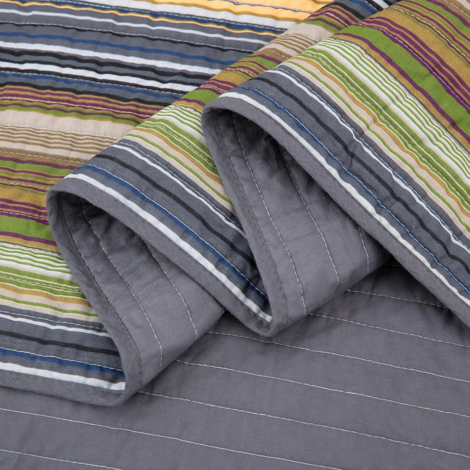 Cotton Quilted Striped Quilt Set