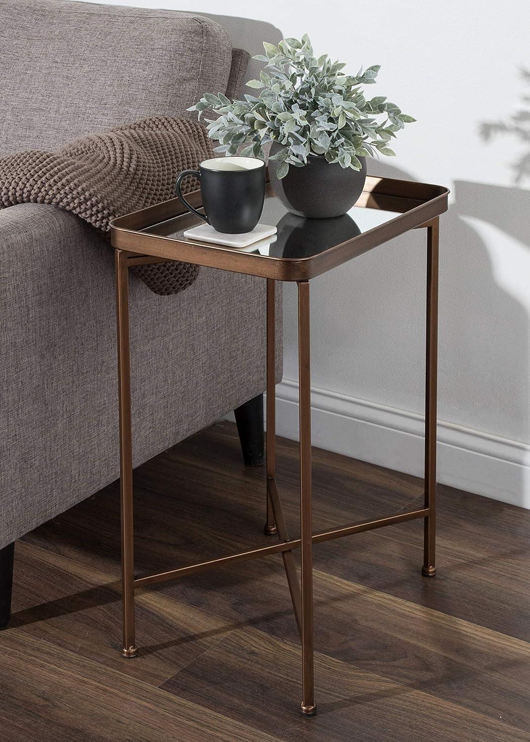 Celia Dark Bronze Mirrored Metal Foldable Side Table