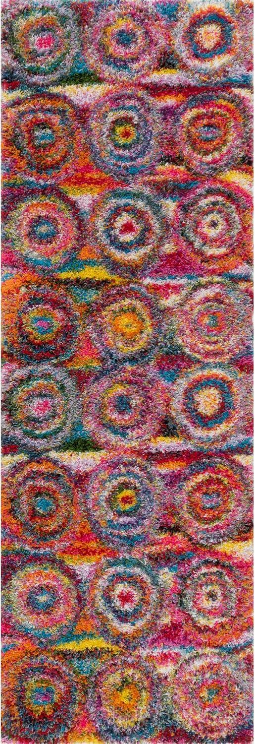 Nuloom Kindra Bohemian Circles Shag Area Rug, Runner 2' 6" x 6', Multicolored