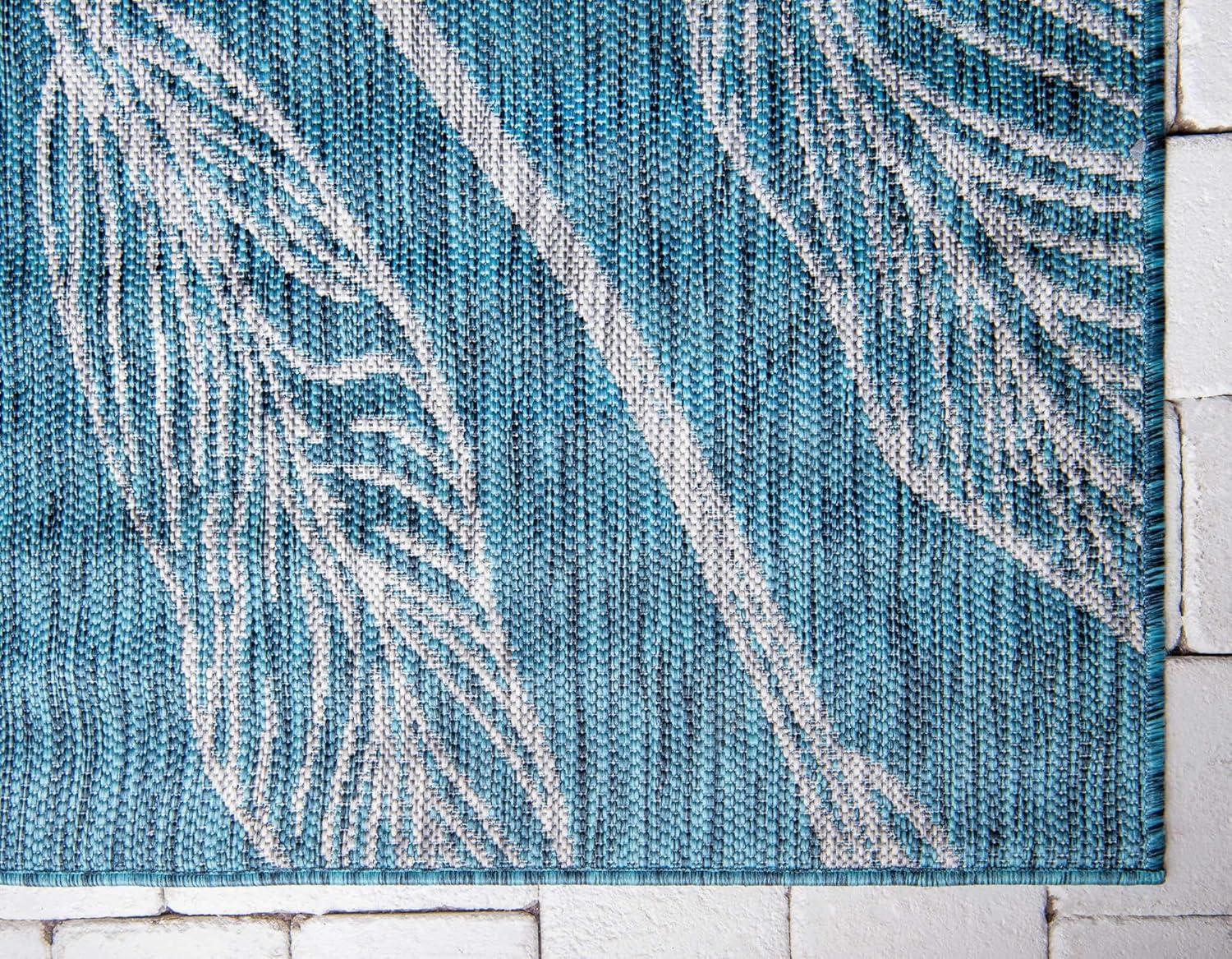 Unique Loom Outdoor Botanical Leaf Floral and Botanical Woven Area Rug