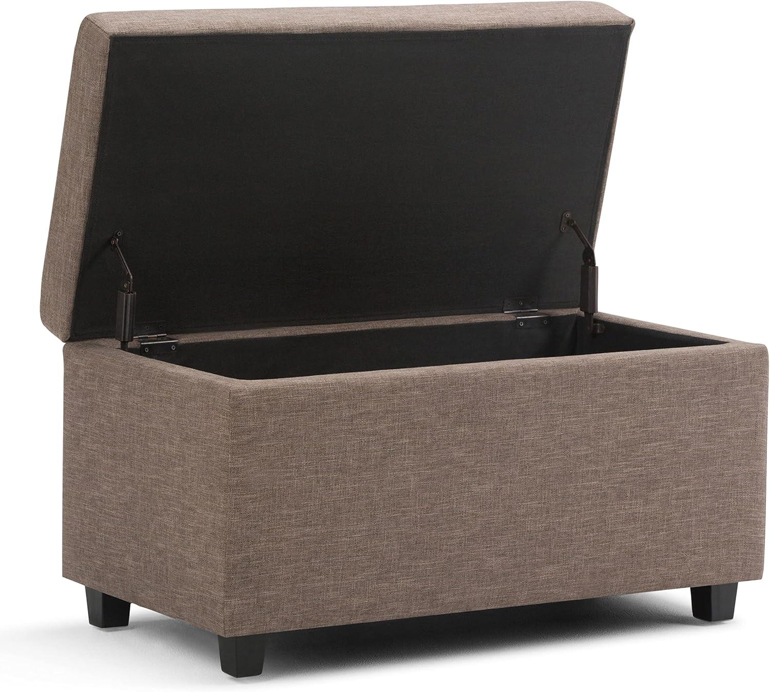 Simpli Home Darcy Storage Ottoman Bench In Fawn Brown Linen Look Fabric