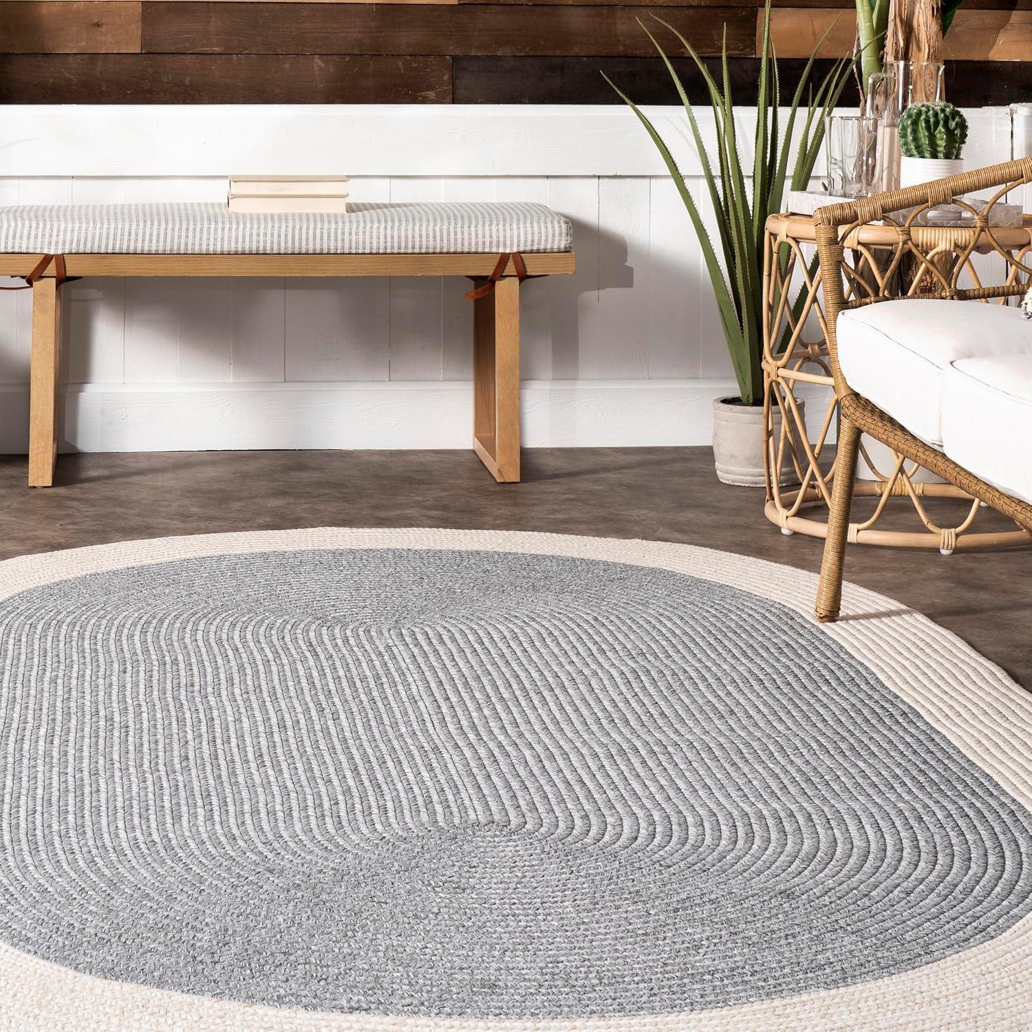 Nuloom Indoor/Outdoor Braided Solid Border Delaine Area Rug