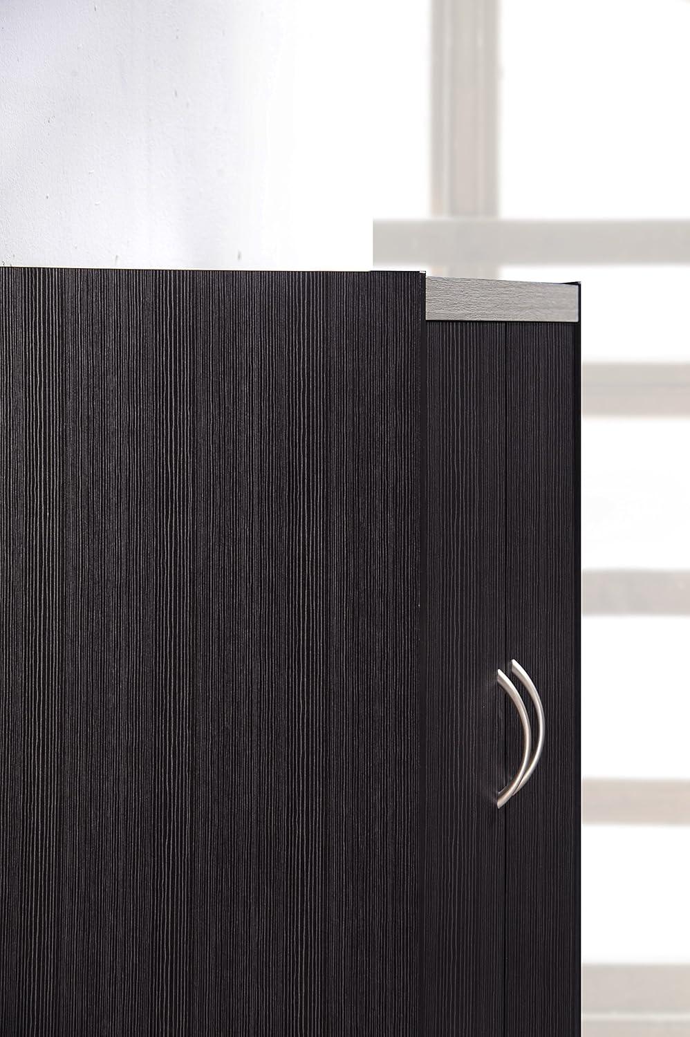 Hodedah 4 Door Kitchen Pantry 4 Shelves 5 Compartments in Chocolate-Grey Wood