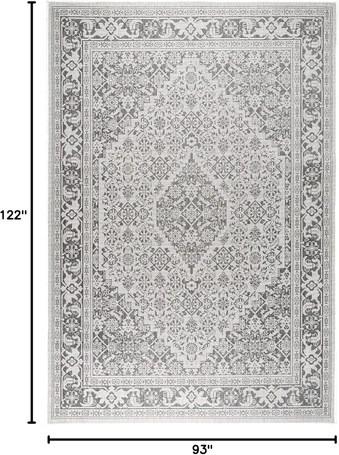 Nicole Miller New York Patio Country Dahlia Medallion Indoor/Outdoor Area Rug Grey/Black