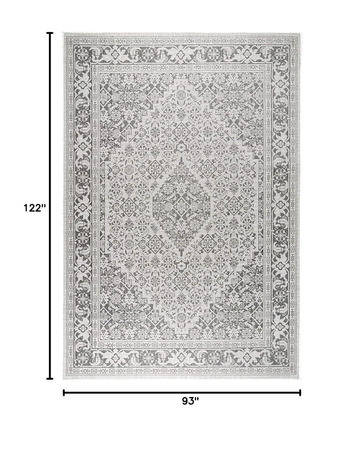 Nicole Miller New York Patio Country Dahlia Medallion Indoor/Outdoor Area Rug Grey/Black