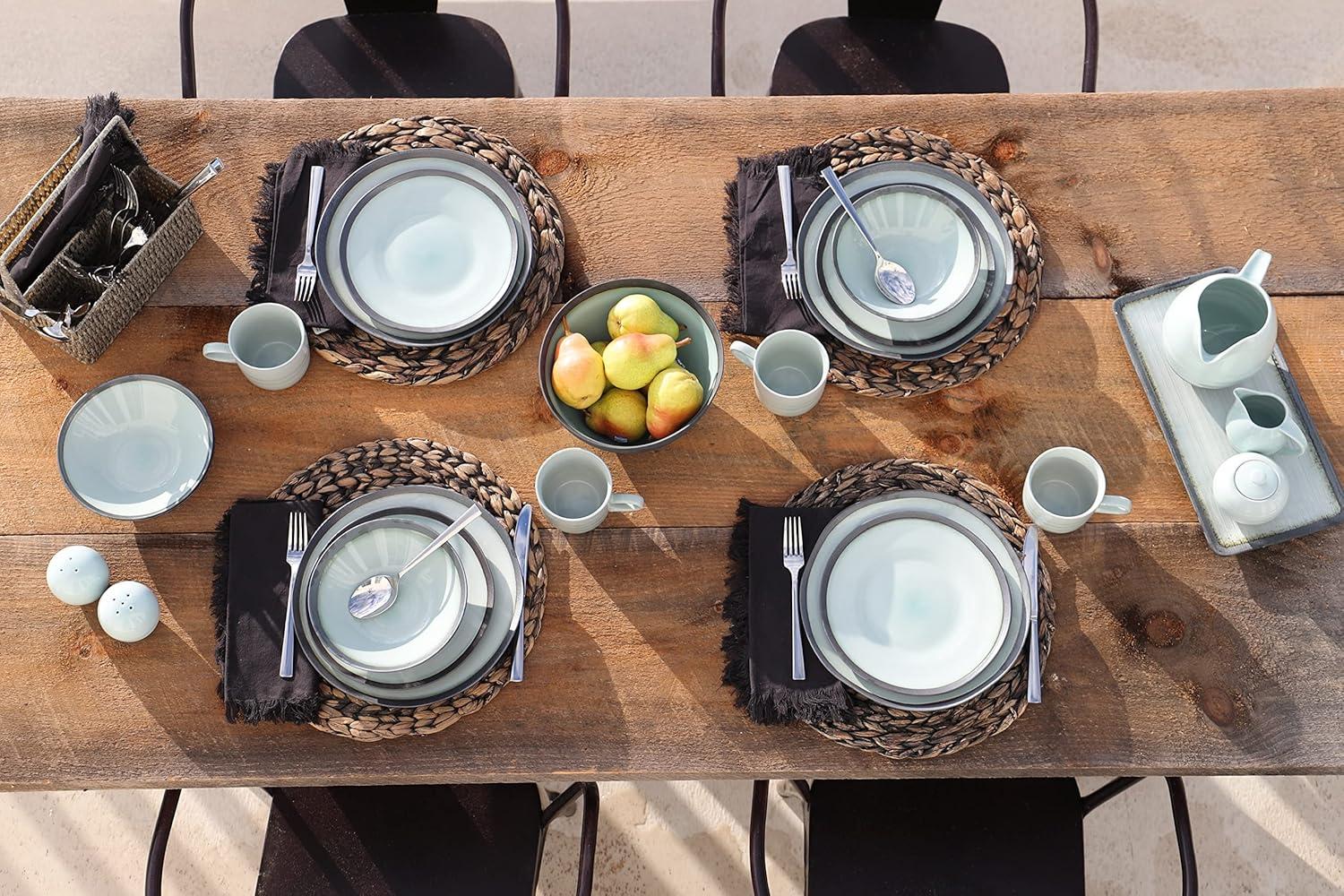 Diana 16 Piece Coastal Porcelain Dinnerware Set