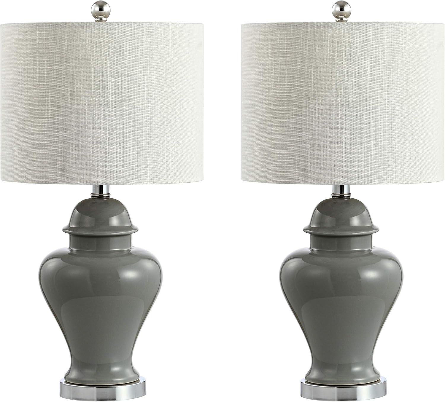 JONATHAN Y Qin 22" Ceramic/Iron Classic Cottage LED Table Lamp, Gray