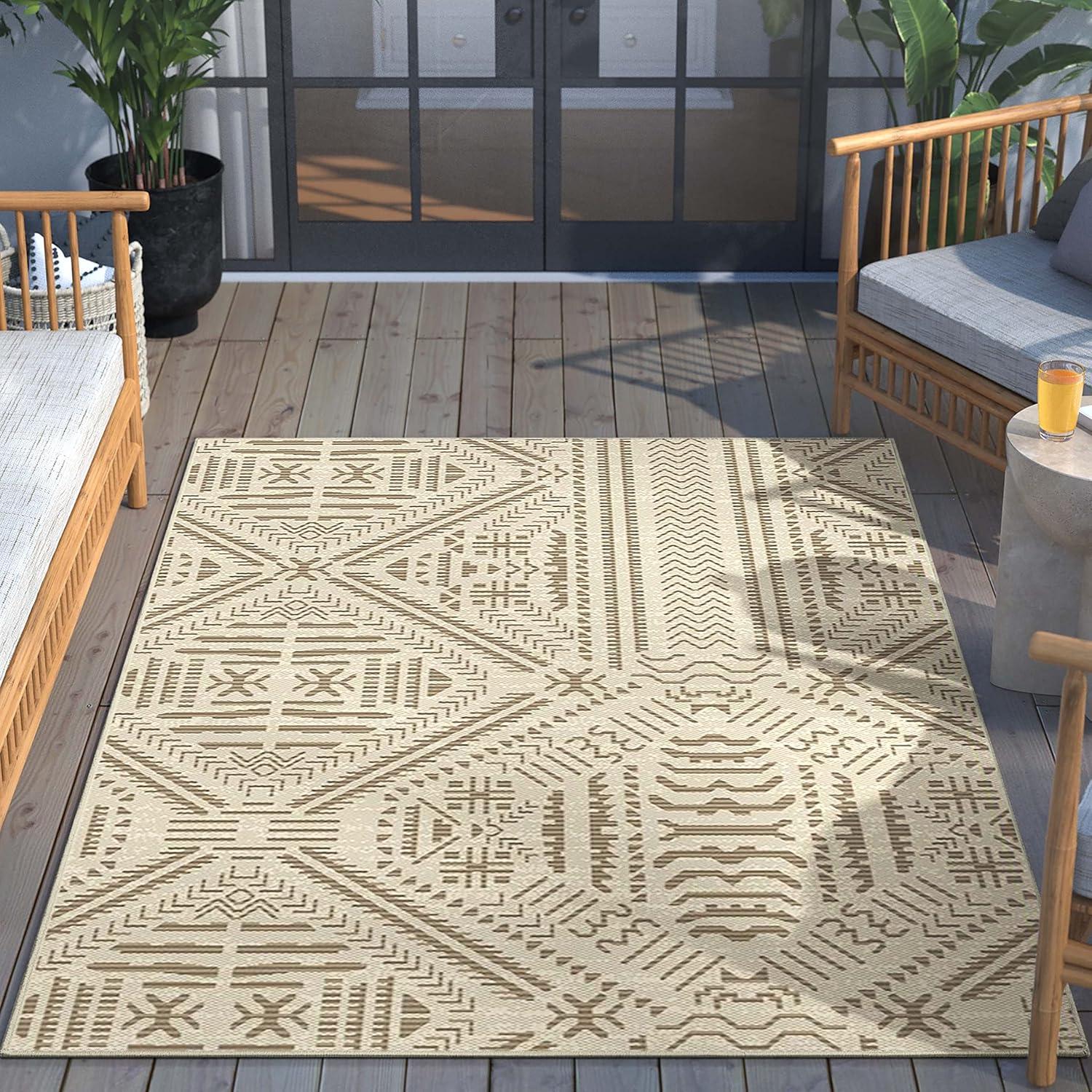 Well Woven Kesia Modern Stripes Indoor/Outdoor Gray Flat-Weave Rug