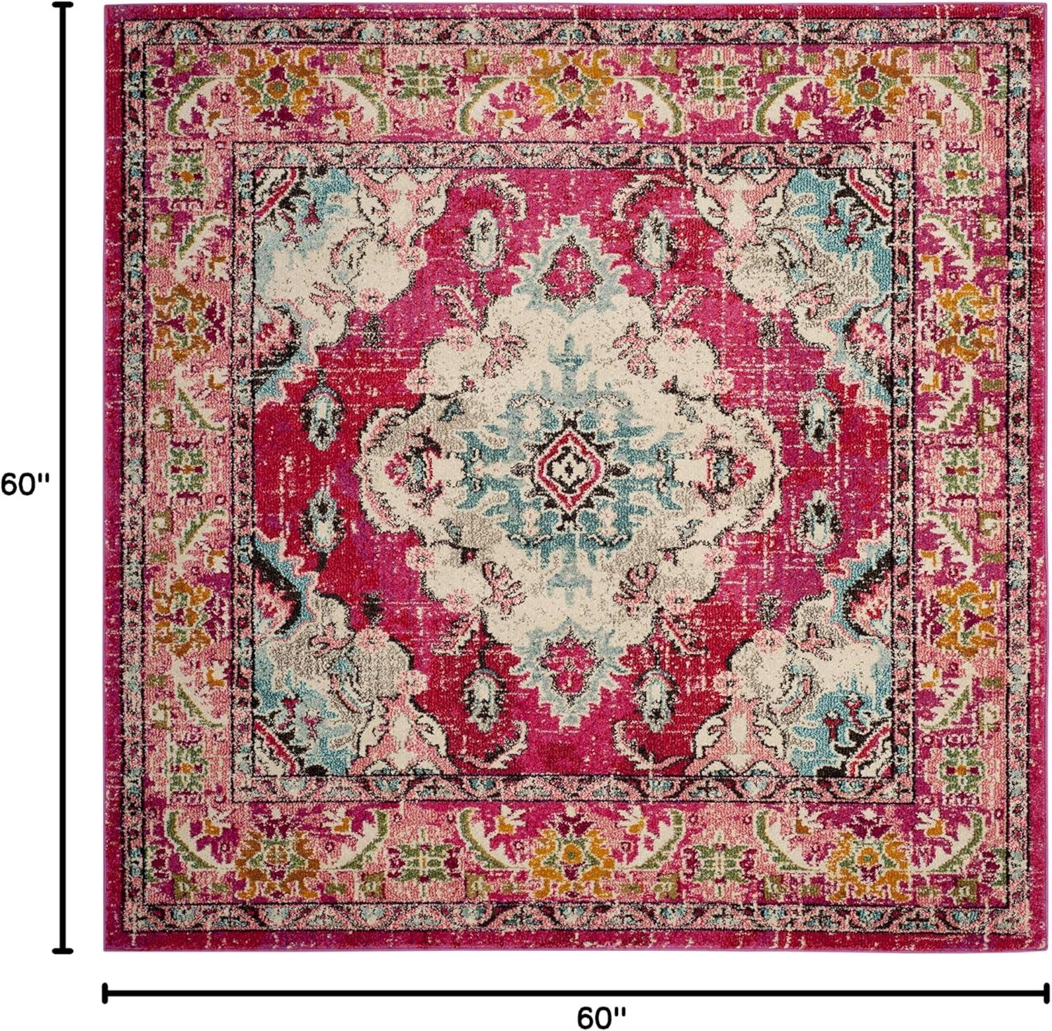 Monaco MNC243 Power Loomed Indoor Area Rug - Pink/Multi - 5'x5' - Safavieh