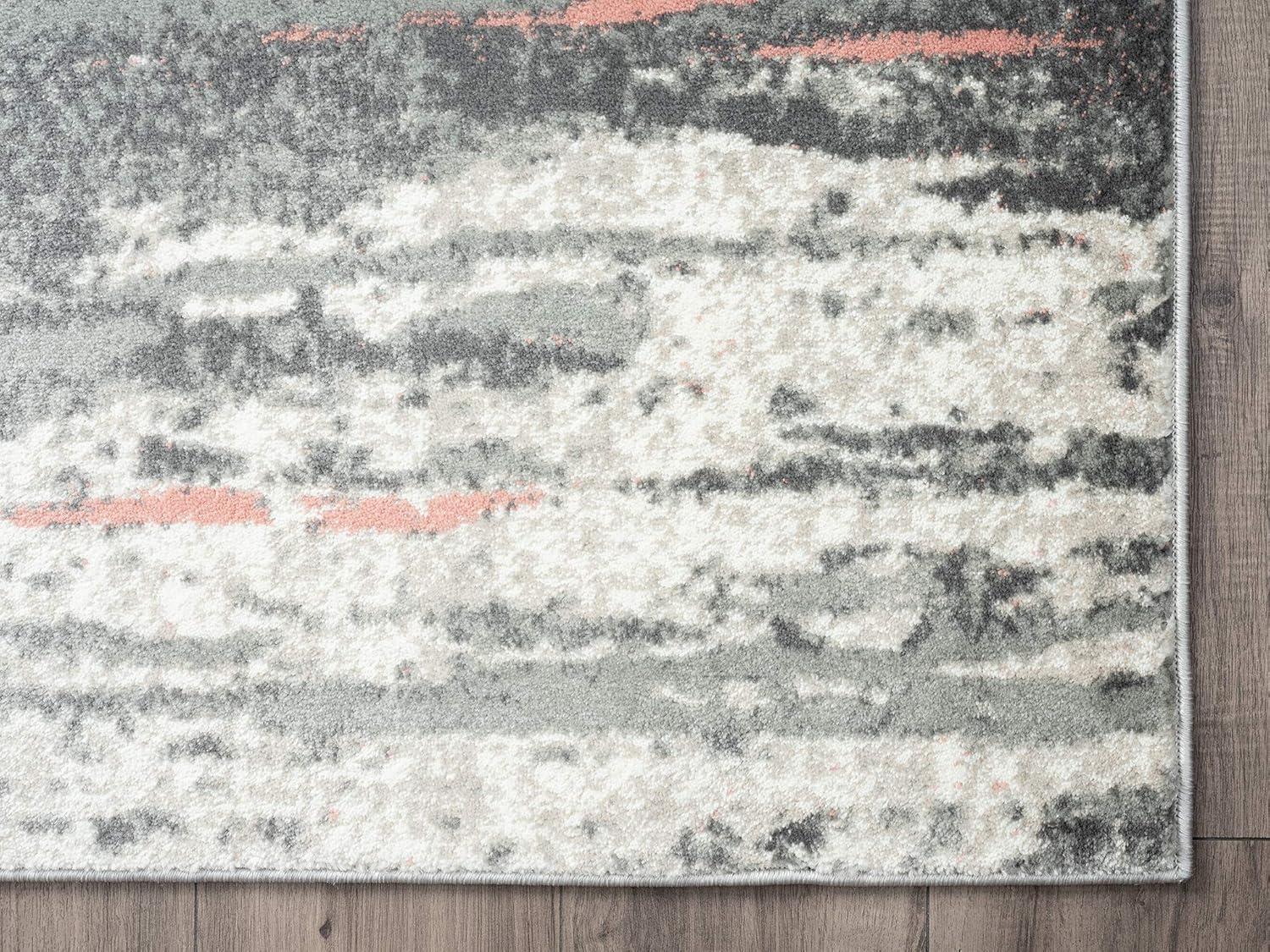 Abani Laguna Grey Pink Drip Lines 4' x 6' 4' x 6'