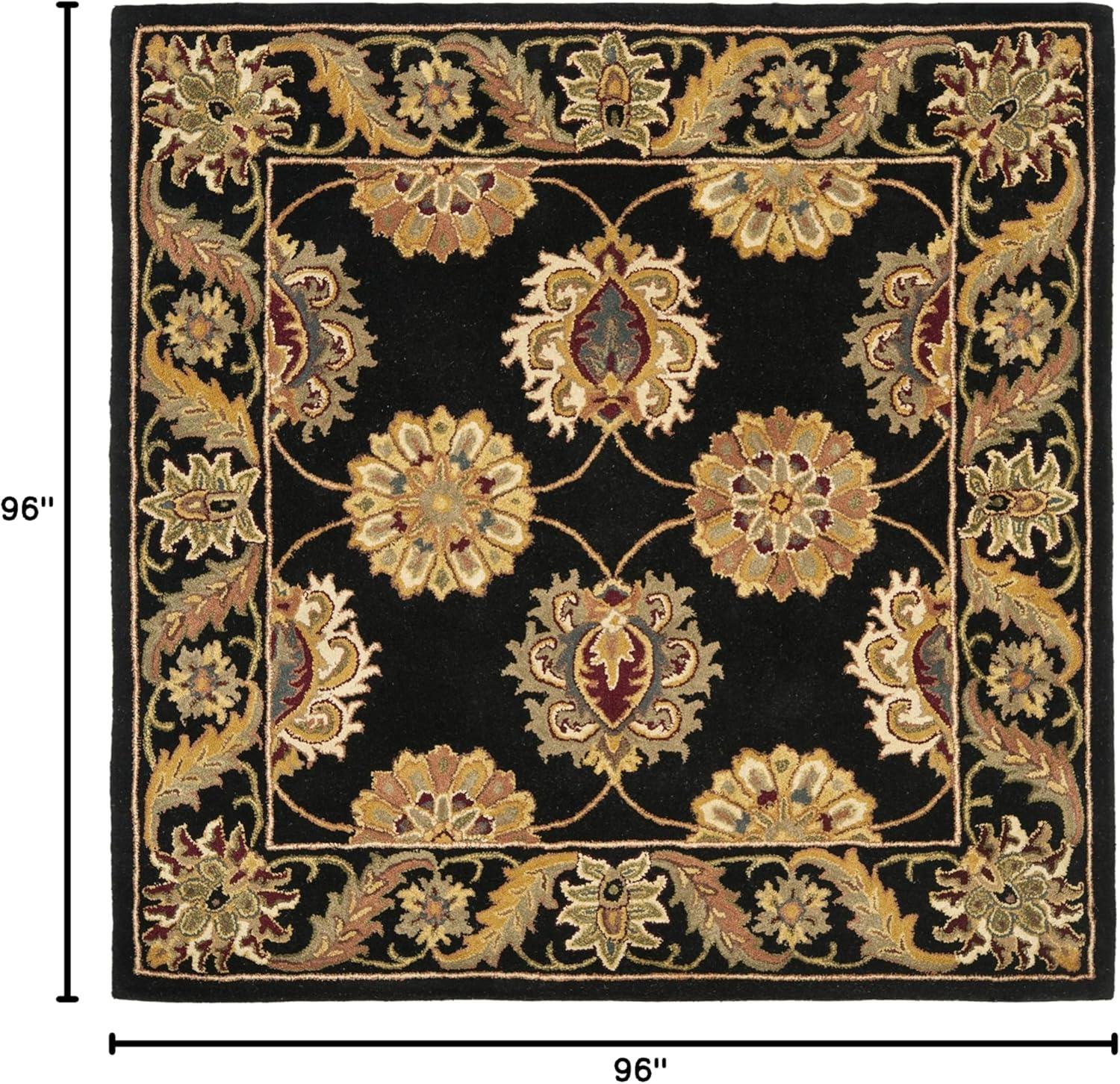 Heritage HG314 Handmade Area Rug - 8'x8' - Black - Safavieh