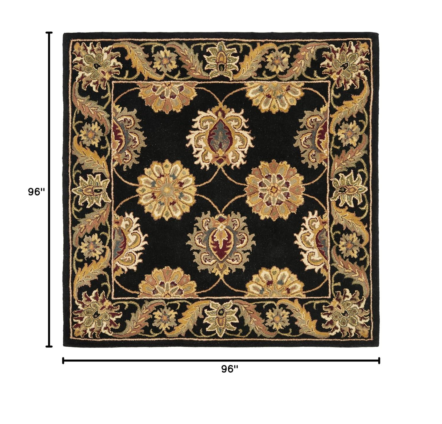 Heritage HG314 Handmade Area Rug - 8'x8' - Black - Safavieh