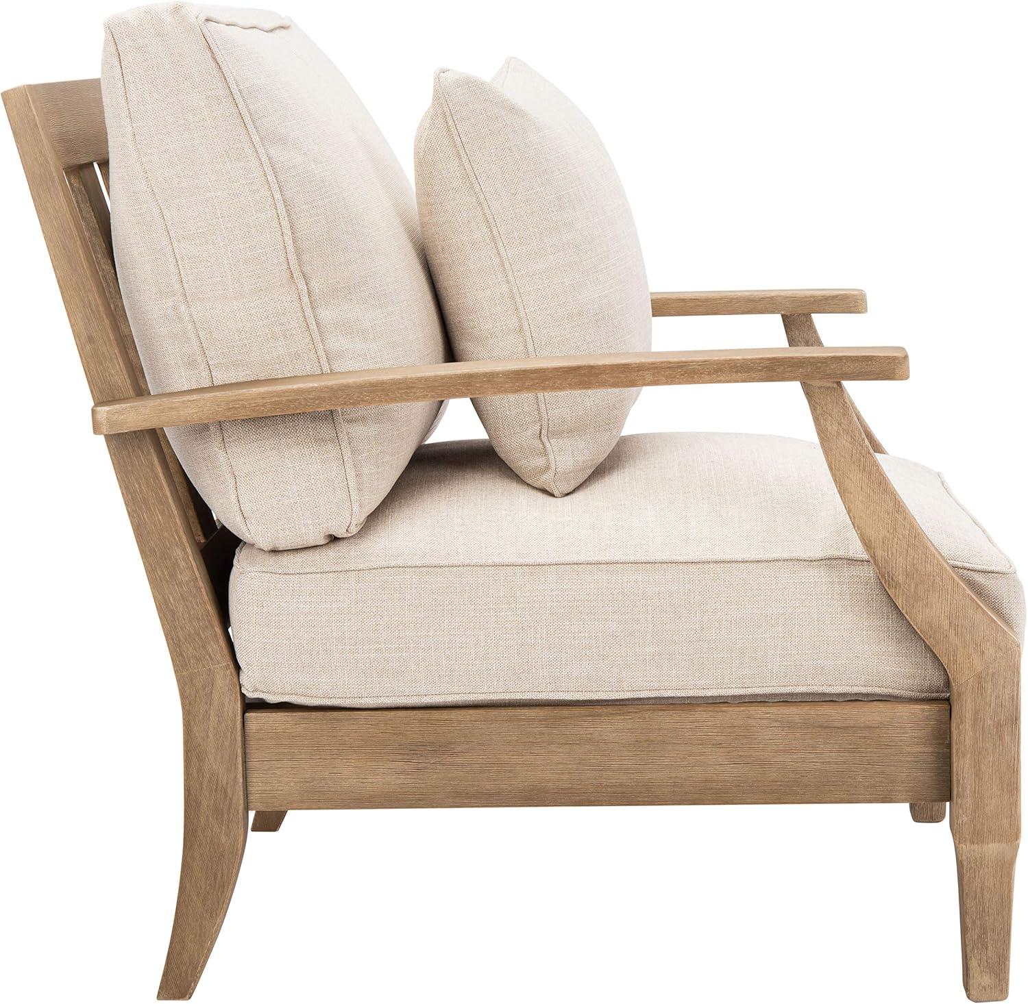 SAFAVIEH Couture Martinique Coastal Eucalyptus Wood Solid Armchair, Natural/Beige