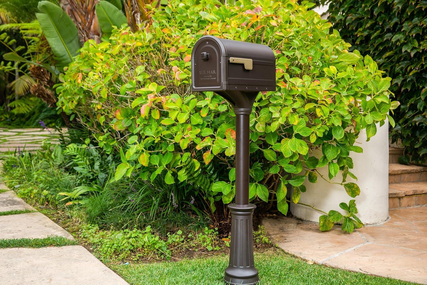 Architectural Mailboxes  Roxbury Post Mount Mailbox & Premium Steel Combo - Rubbed Bronze - Large