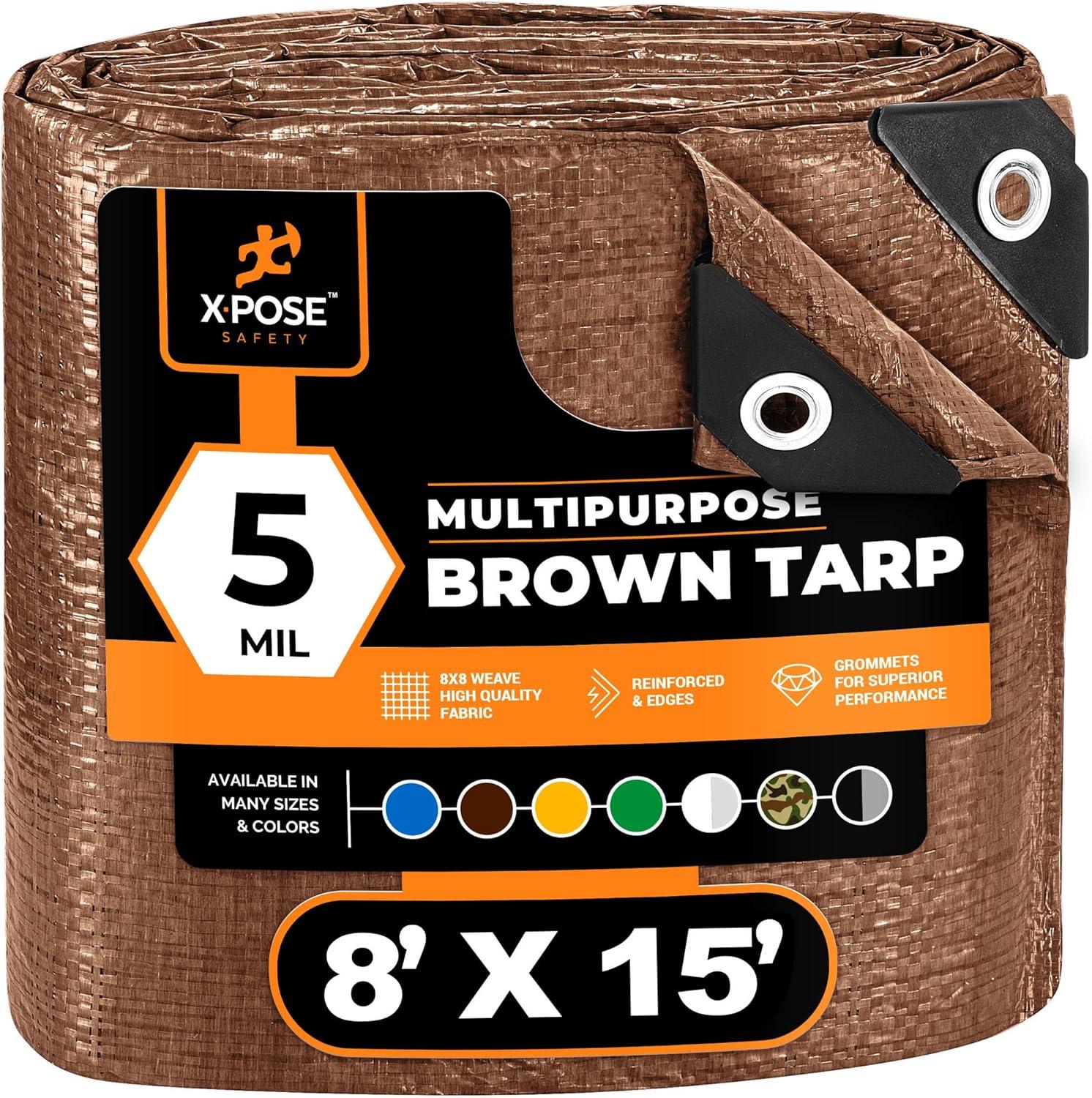 8' x 15' Brown Polyethylene Multipurpose Tarp