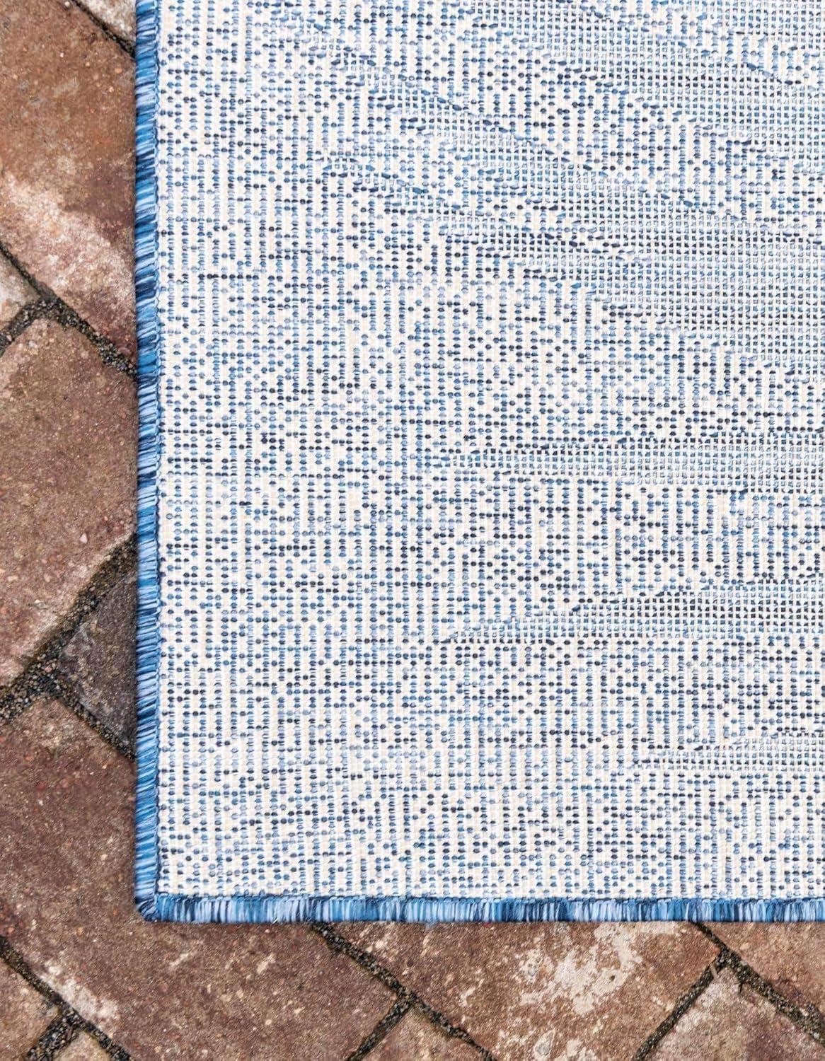 Unique Loom Outdoor Botanical Collection Area Rug - Palm (6' 1" x 9' Rectangle, Blue/ Navy Blue)