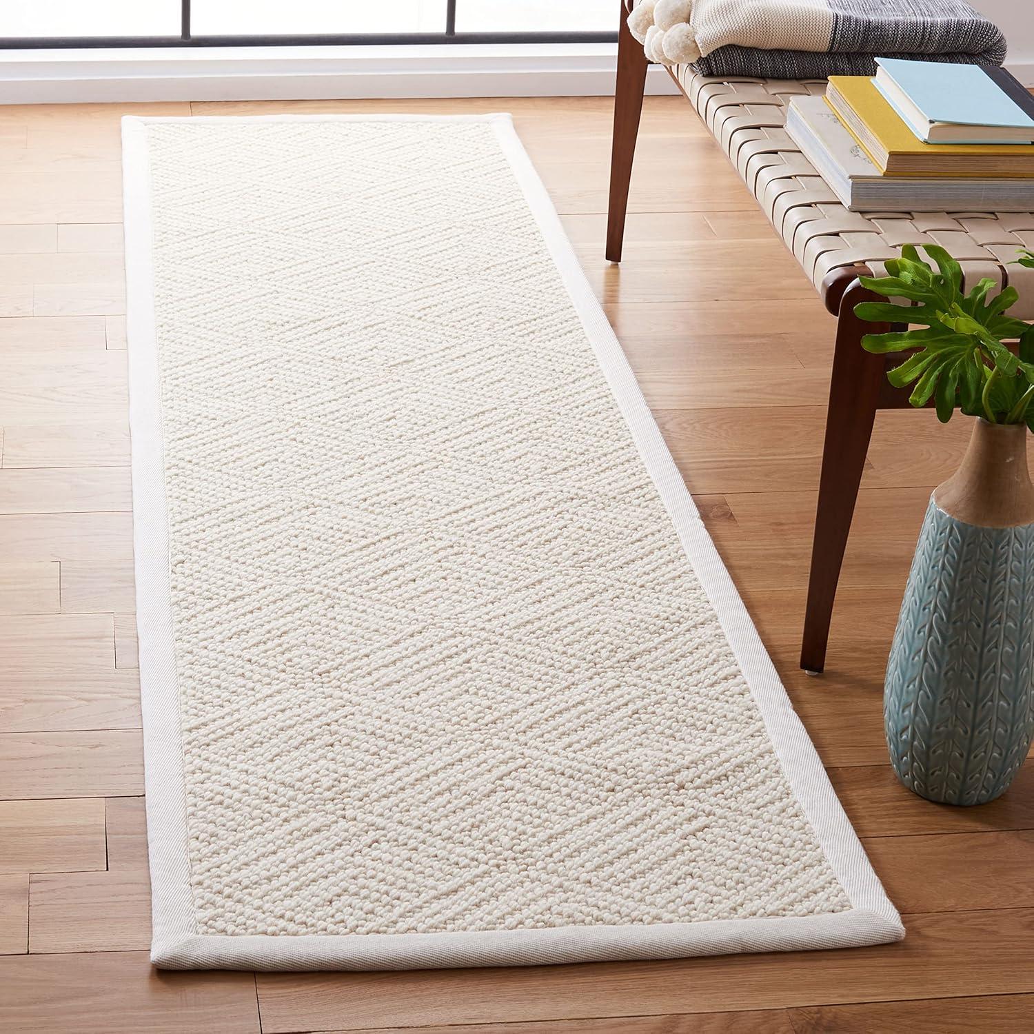 SAFAVIEH Natural Fiber Desi Geometric Diamonds Runner Rug, Ivory, 2'3" x 8'