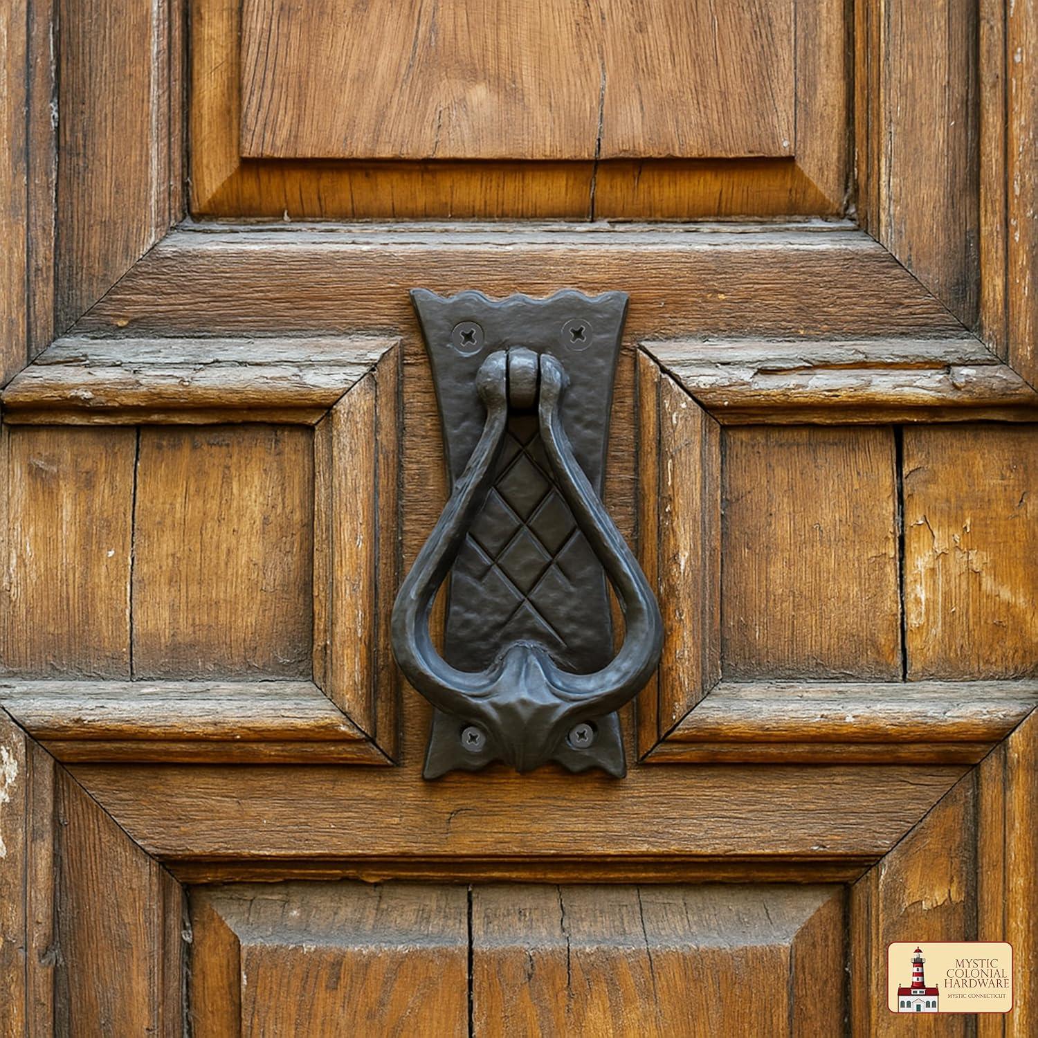 Mystic Colonial Hardware Bedroom Door Knocker Antique Black Ironmongery - True Solid CAST Iron - 4.7 inches