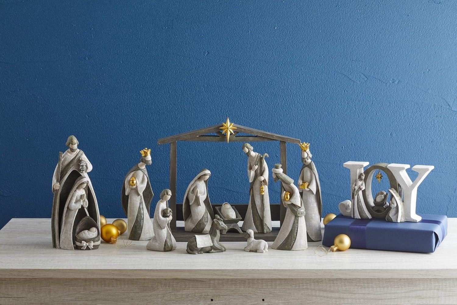 Silent Night Nativity Set - Nativity Sets for Christmas Indoor - Christmas Nativity Set - Manger Scene Christmas Decorations - Holy Family Nativity Scene - Holy Family Figurine Set - (10 PC Set)