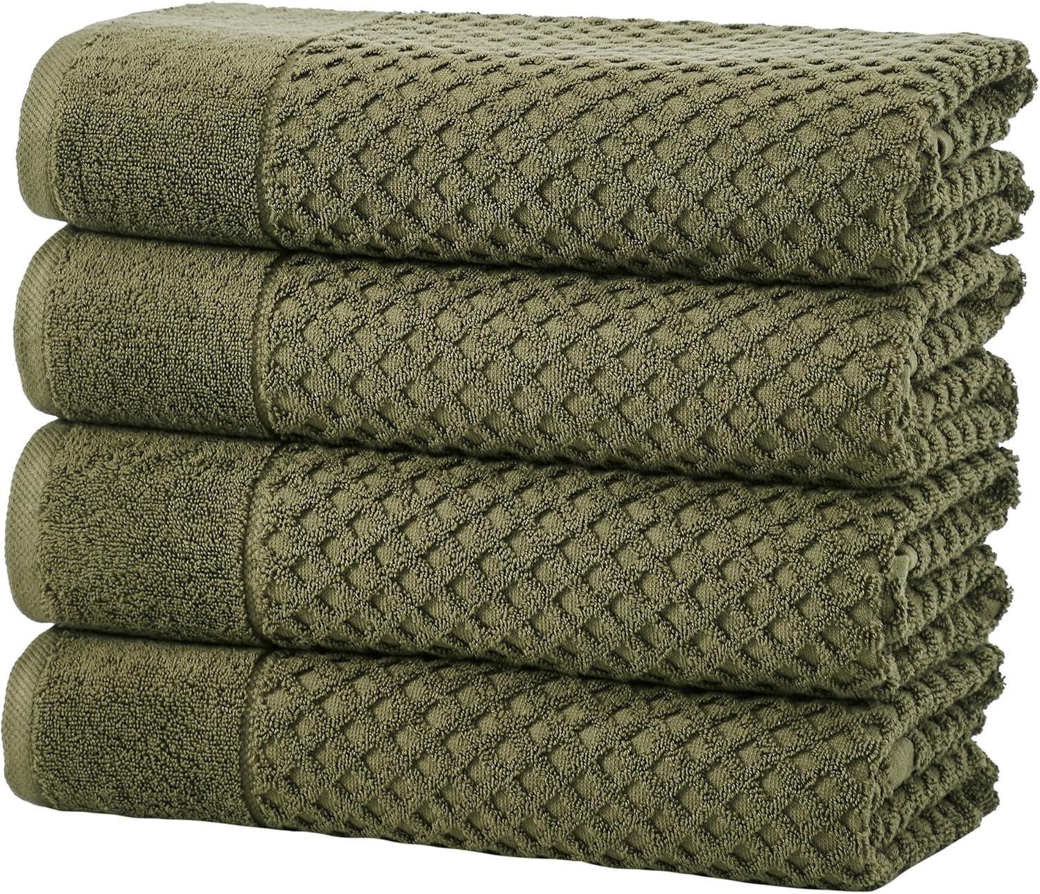 FreshFolds 100% Cotton Lattice Texture Bath Towels (Set of 4)