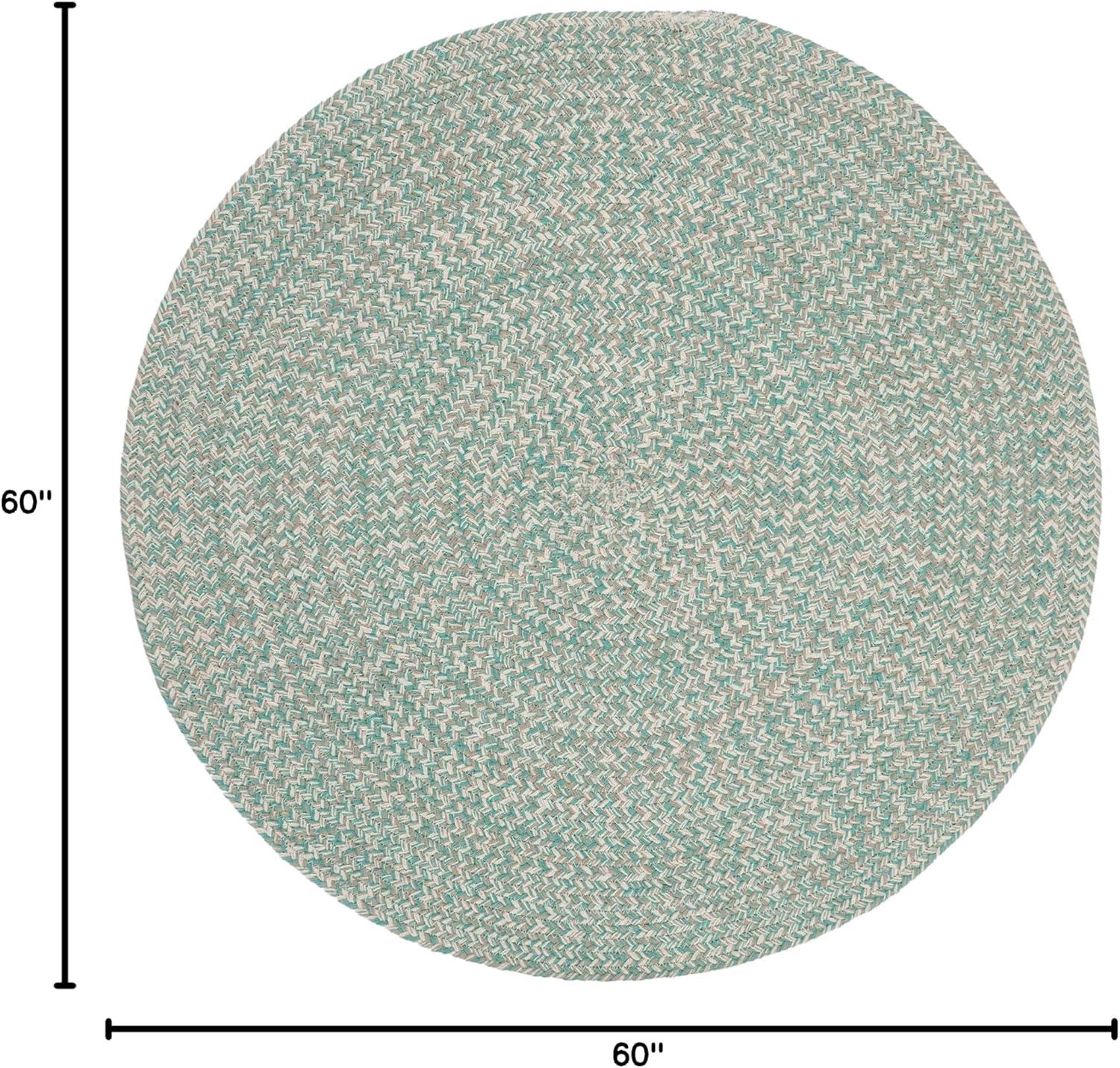 Braided BRD701 Hand Woven Area Rug - Teal/Ivory - 5' round - Safavieh.
