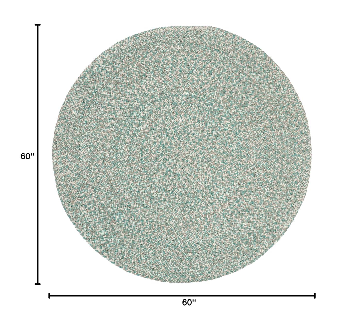 Braided BRD701 Hand Woven Area Rug - Teal/Ivory - 5' round - Safavieh.