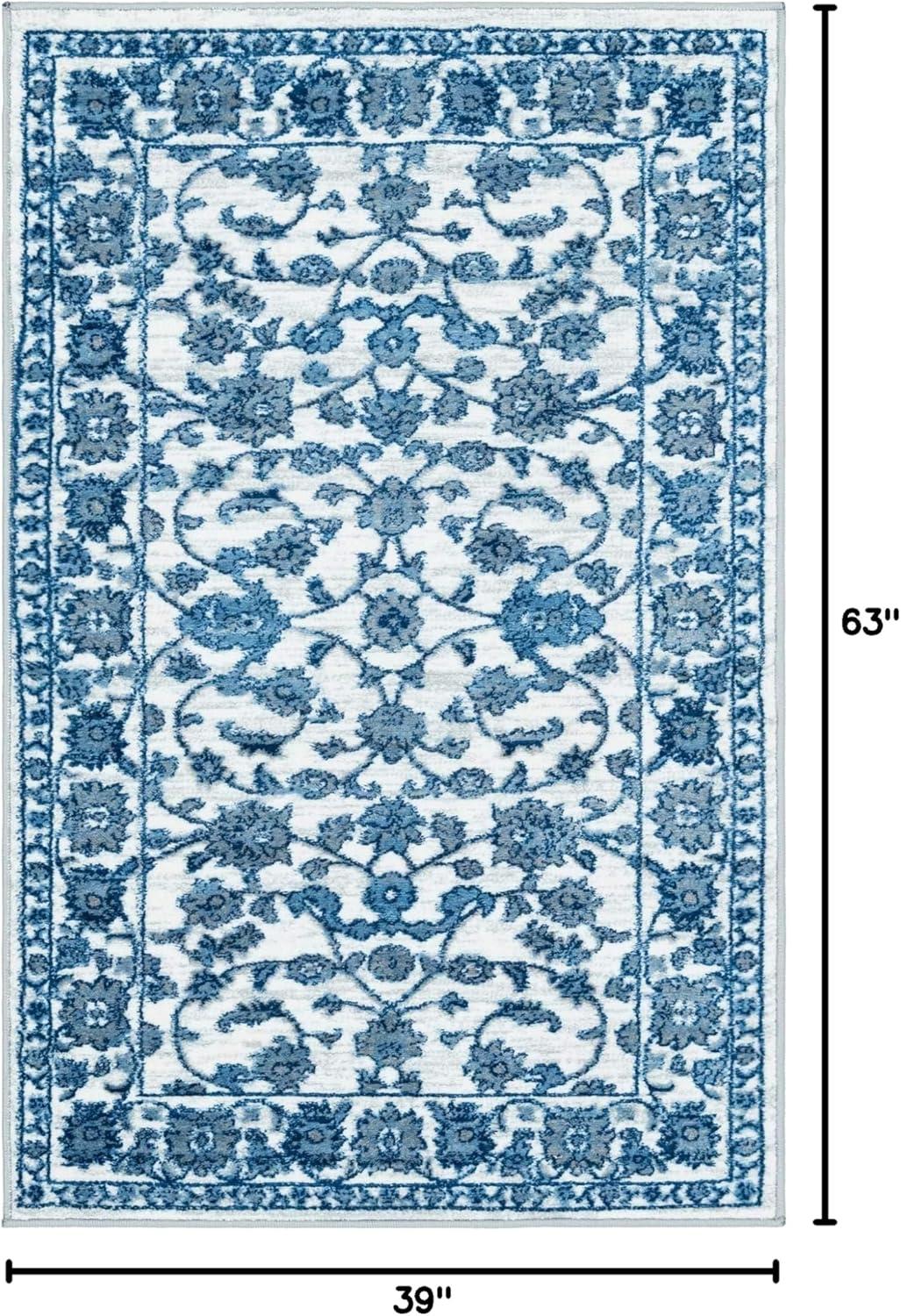 Unique Loom Boston Collection Area Rug - Floral (3' 3" x 5' 3" Rectangle White Blue/Gray)