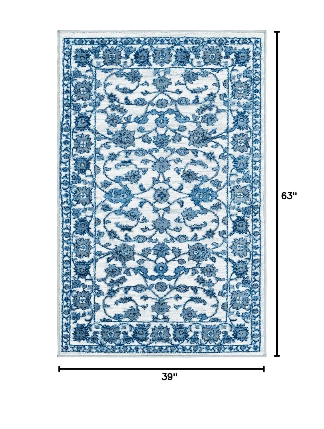 Unique Loom Boston Collection Area Rug - Floral (3' 3" x 5' 3" Rectangle White Blue/Gray)
