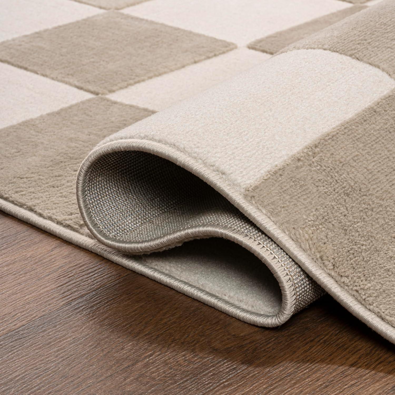 JONATHAN Y Thea Modern Geometric Checkerboard High-Low Beige/Cream 3 ft. x 5 ft. Area Rug