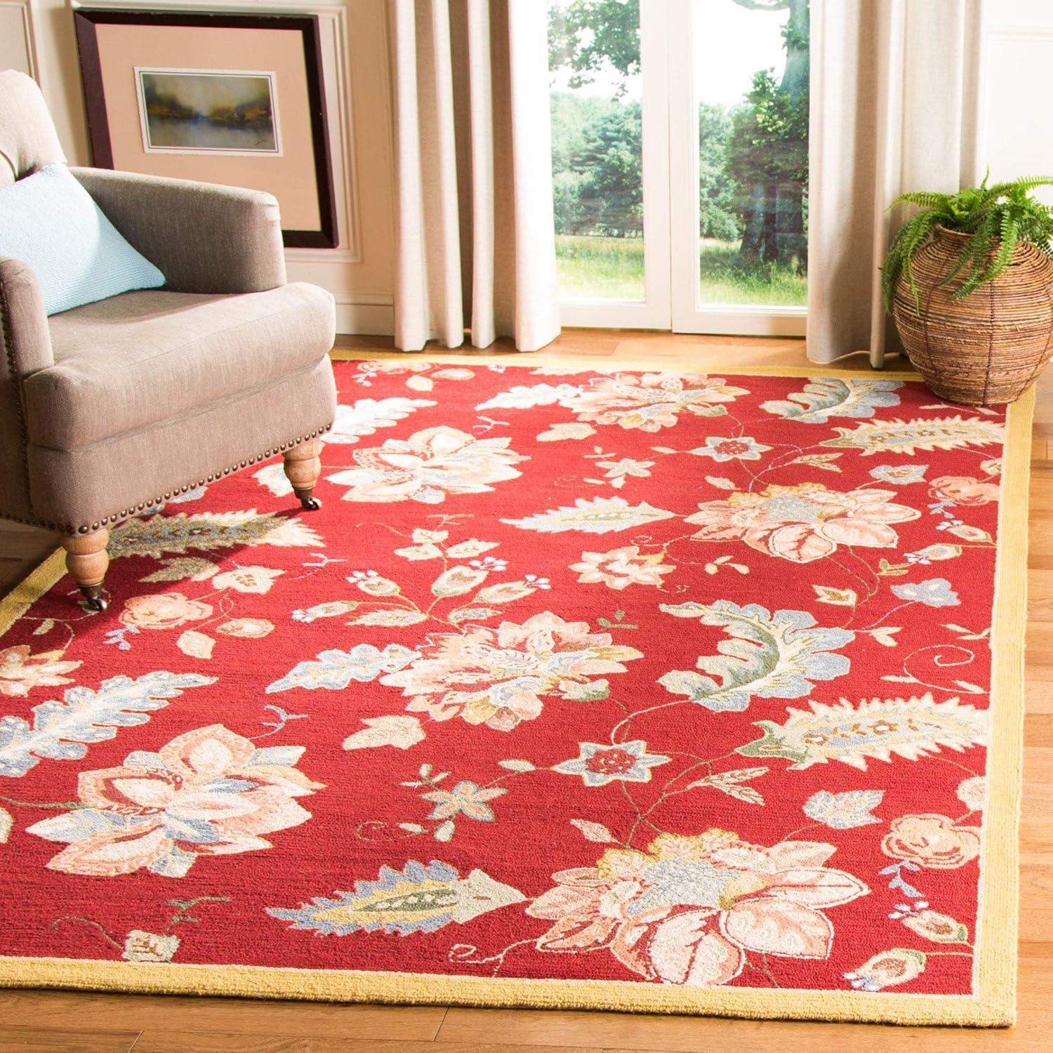 Hand Hooked Wool Floral Rug