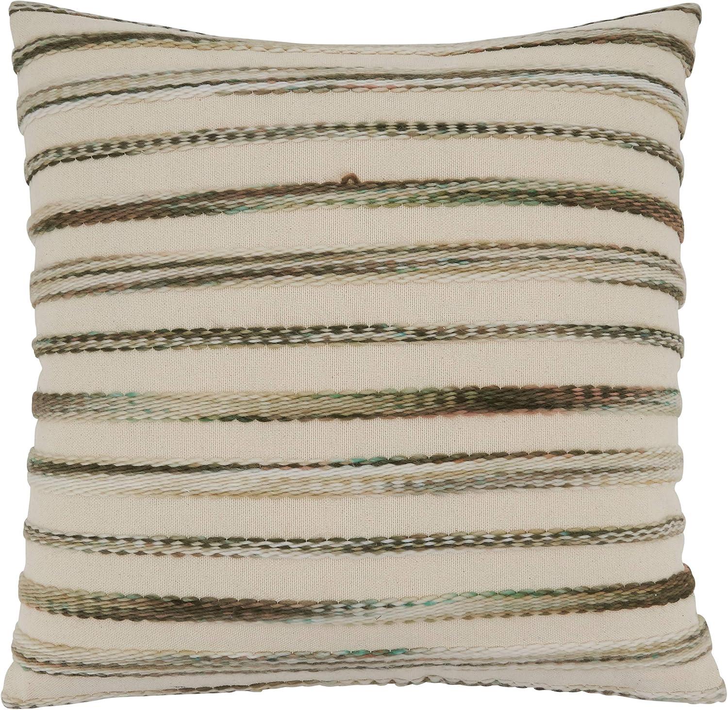 Charming Multicolor Stripe Weave 22" Square Cotton Throw Pillow