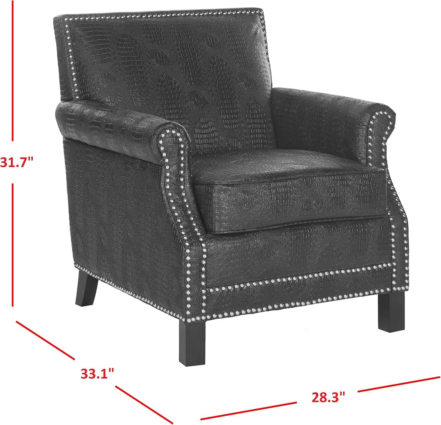 SAFAVIEH Easton Club Chair Silver Nail Head Black / Crocodile