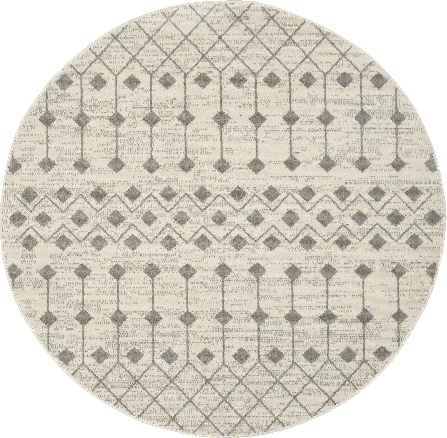 Nourison Grafix GRF37 Indoor Area Rug Ivory/Grey 5'3" x ROUND