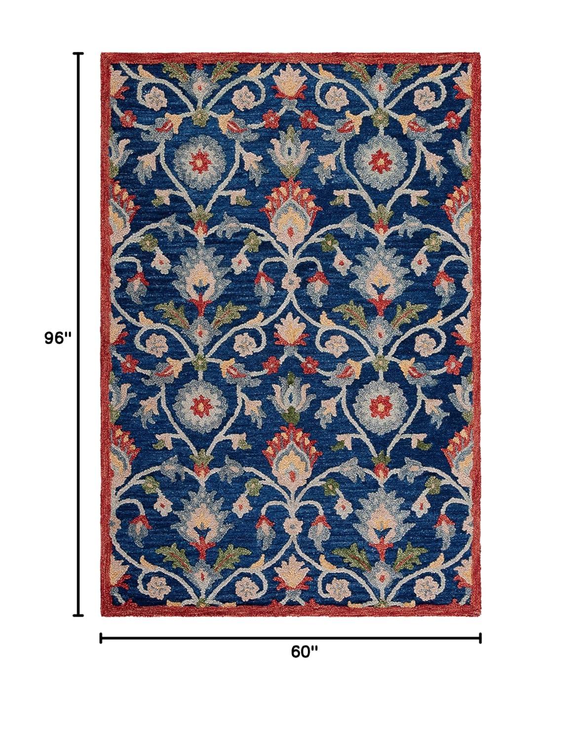 Blossom BLM562 Hand Tufted Area Rug - Blue/Rust - 5'x8' - Safavieh.