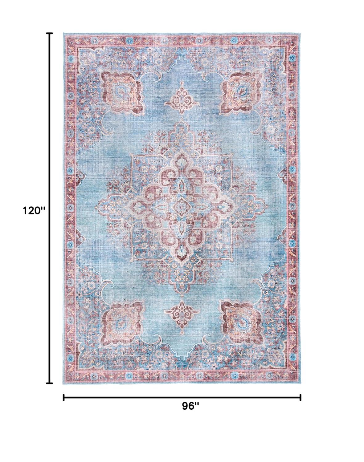 Serapi SEP580 Power Loomed Machine Washable Skid-Resistant Indoor Area Rug - Blue/Brown - 8'x10' - Safavieh