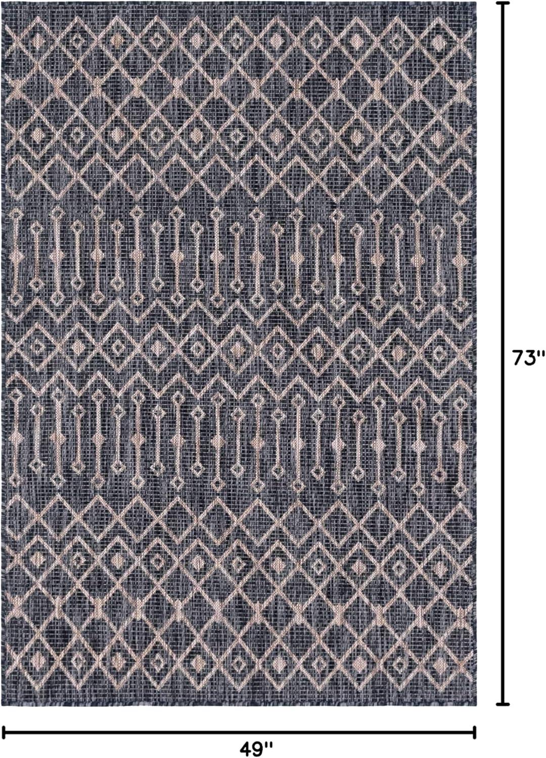 Unique Loom 4' 1 x 6' 1 Rectangle Indoor/Outdoor Trellis Charcoal Gray Area Rug