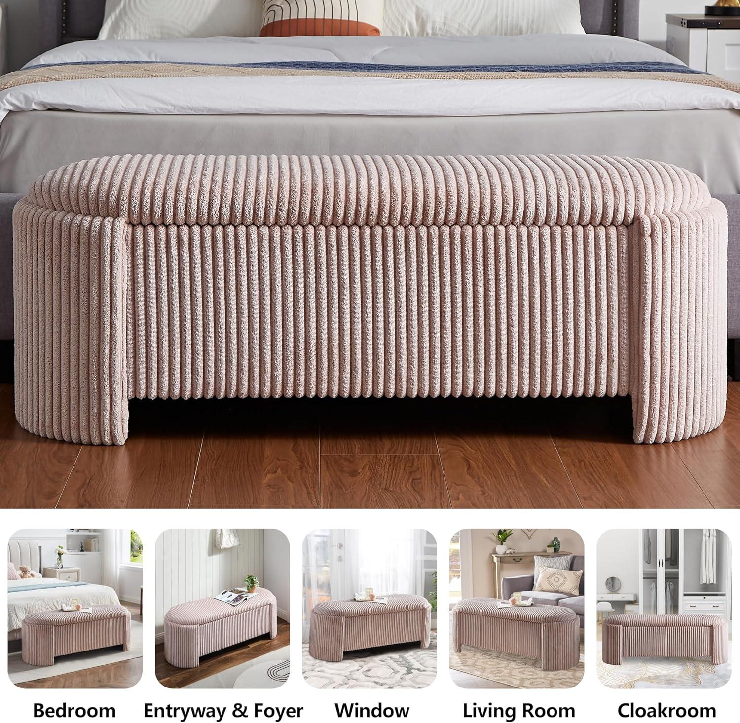 Latitude Run® Nikoma Corduroy Upholstered Storage Bench