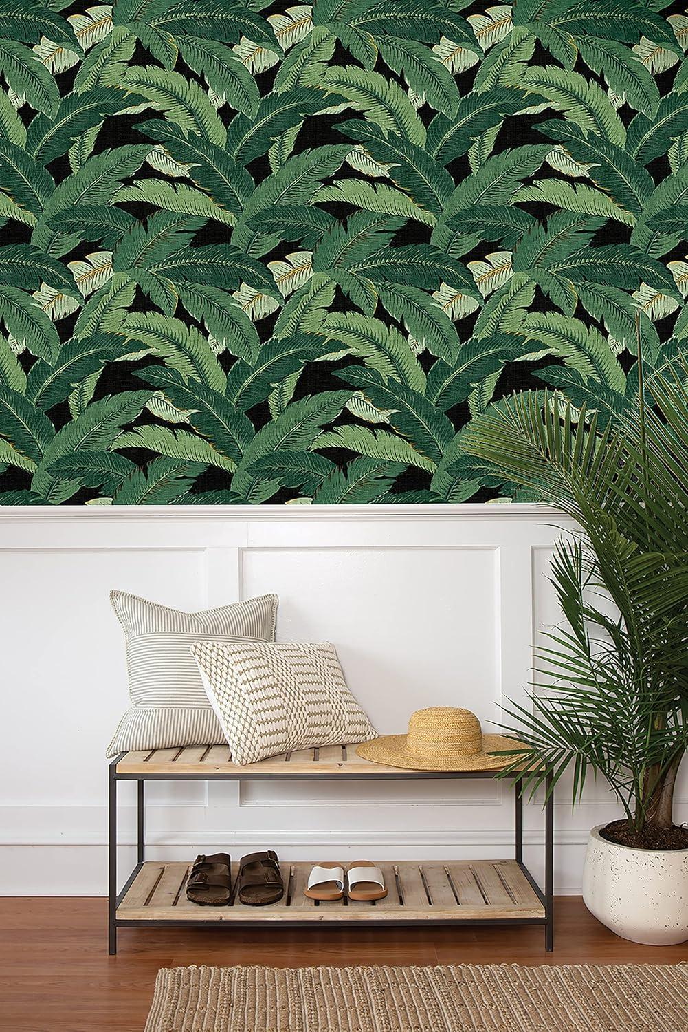 Tommy Bahama  Swaying Palms Coal Peel & Stick Wallpaper - 20.5 in. W x 18 ft. L